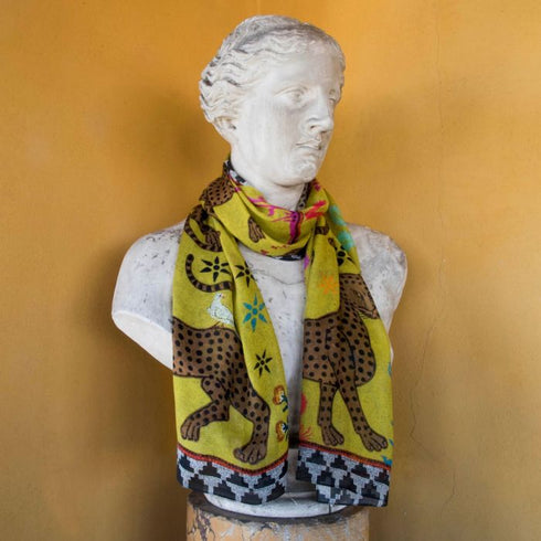 Ocelot cashmere scarf yellow